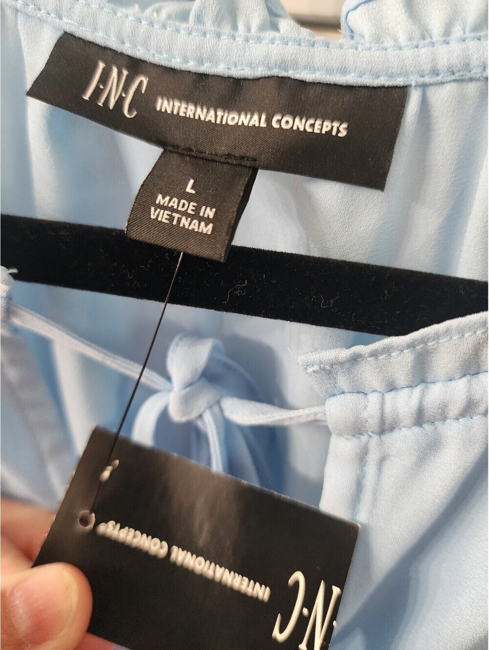 INC International Concepts Light Blue Long Sleeve Blouse, Size Large - Picture 2 of 2